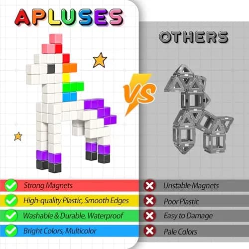 Apluses Magnetic Blocks 54 PCS (1 Inch Cubes) | STEM Educational Building Toy for Kids 3+ thumbnail 5