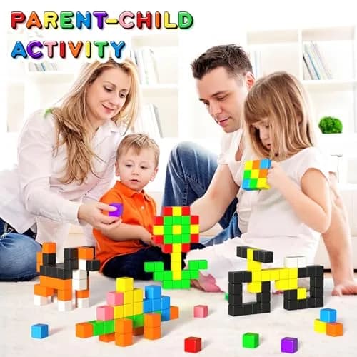 Apluses Magnetic Blocks 54 PCS (1 Inch Cubes) | STEM Educational Building Toy for Kids 3+ thumbnail 6