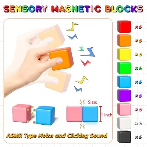 Apluses Magnetic Blocks 54 PCS (1 Inch Cubes) | STEM Educational Building Toy for Kids 3+ thumbnail 2