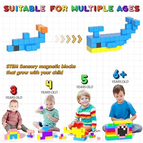 Apluses Magnetic Blocks 54 PCS (1 Inch Cubes) | STEM Educational Building Toy for Kids 3+ thumbnail 3