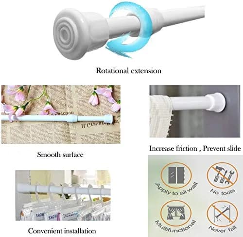 HILLHOME Small Tension Rod 15.7 in to 28 in | Space-Saving Extendable Curtain Rod thumbnail 4