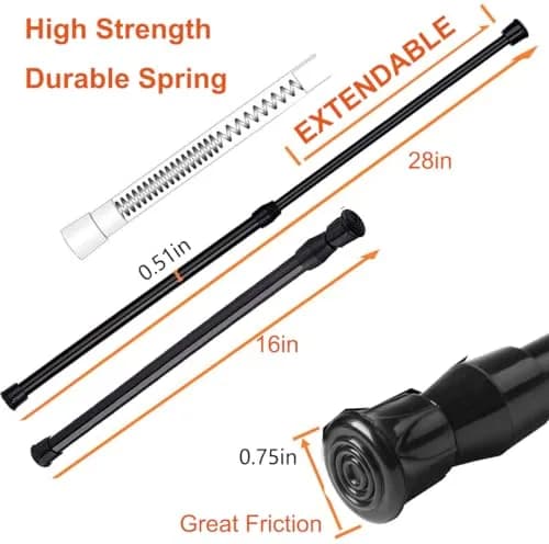 HILLHOME Small Tension Rod 15.7 in to 28 in | Space-Saving Extendable Curtain Rod thumbnail 2