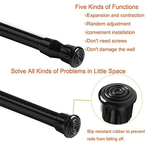 HILLHOME Small Tension Rod 15.7 in to 28 in | Space-Saving Extendable Curtain Rod thumbnail 3