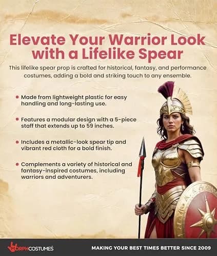 Nicky Bigs Novelties Spartan Warrior Spear, 1.5m | Costume Prop for Adults thumbnail 4