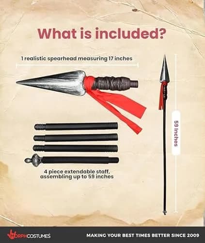 Nicky Bigs Novelties Spartan Warrior Spear, 1.5m | Costume Prop for Adults thumbnail 3
