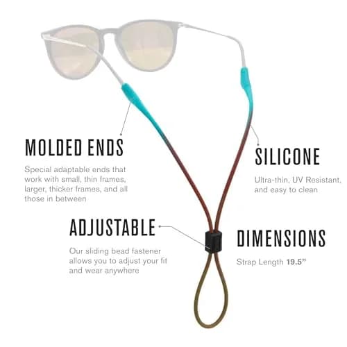 Chums Slim Retainer - Adjustable Black Silicone Eyewear Keeper for Men & Women | 19-inch (48.26 cm) thumbnail 6