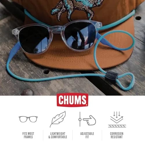 Chums Slim Retainer - Adjustable Black Silicone Eyewear Keeper for Men & Women | 19-inch (48.26 cm) thumbnail 4