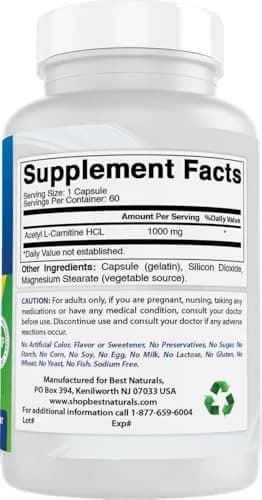 Best Naturals Acetyl L-Carnitine 1000 mg | 60 Capsules (Pack of 3) for Brain & Energy Support thumbnail 6