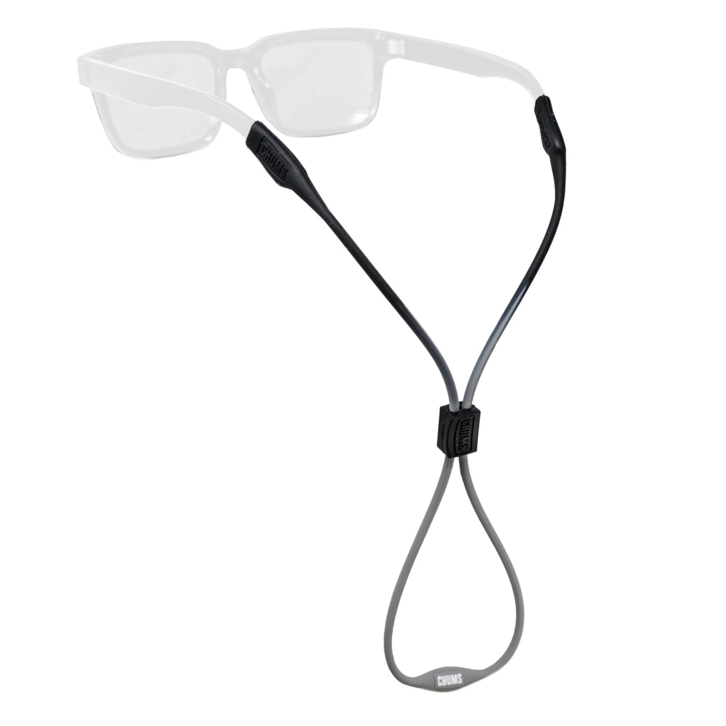 Chums Slim Retainer - Adjustable Black Silicone Eyewear Keeper for Men & Women | 19-inch (48.26 cm) — Black/Smoke