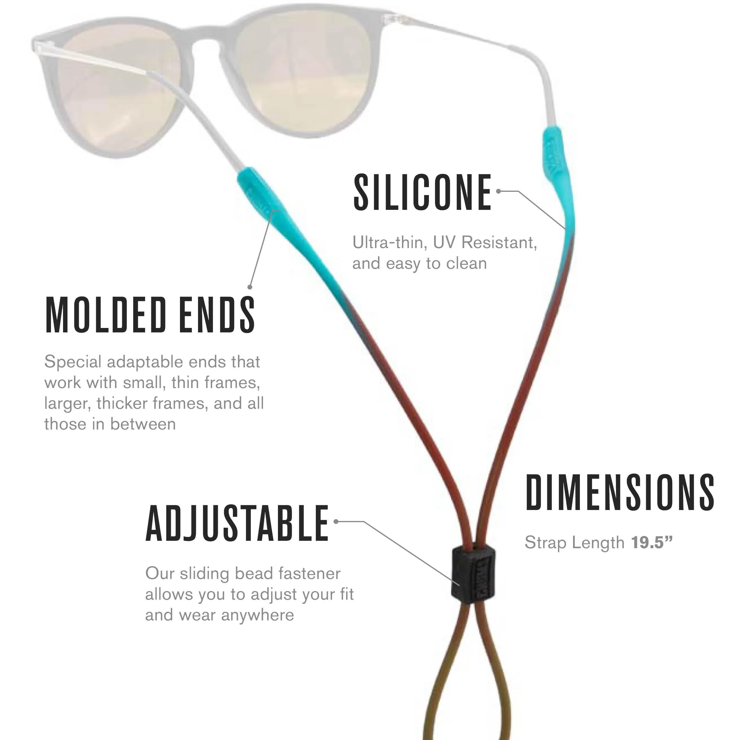Chums Slim Retainer - Adjustable Eyewear Keeper - Thin Silicone Safety Eyewear Retainer for Women & Men (Black/Smoke) thumbnail 6