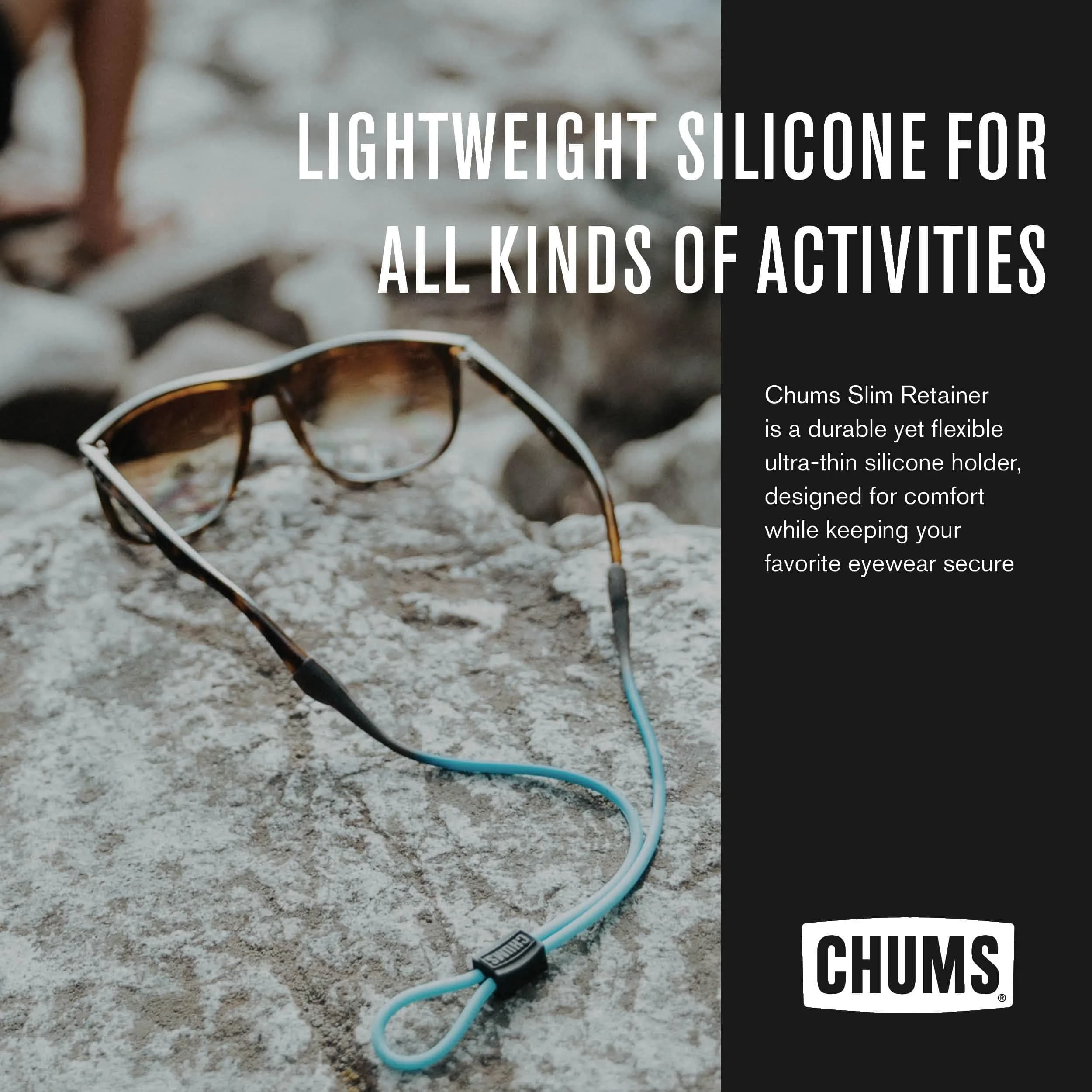 Chums Slim Retainer - Adjustable Eyewear Keeper - Thin Silicone Safety Eyewear Retainer for Women & Men (Black/Smoke) thumbnail 2