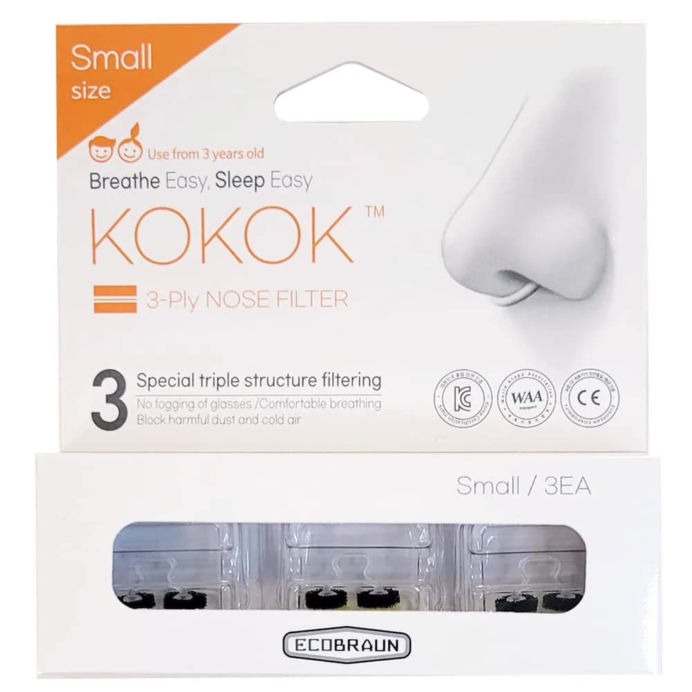 KOKOK 3-Ply Reusable Nose Filter Small (3 Count) | HEPA Filteration for Dust, Pollution, Cold Air