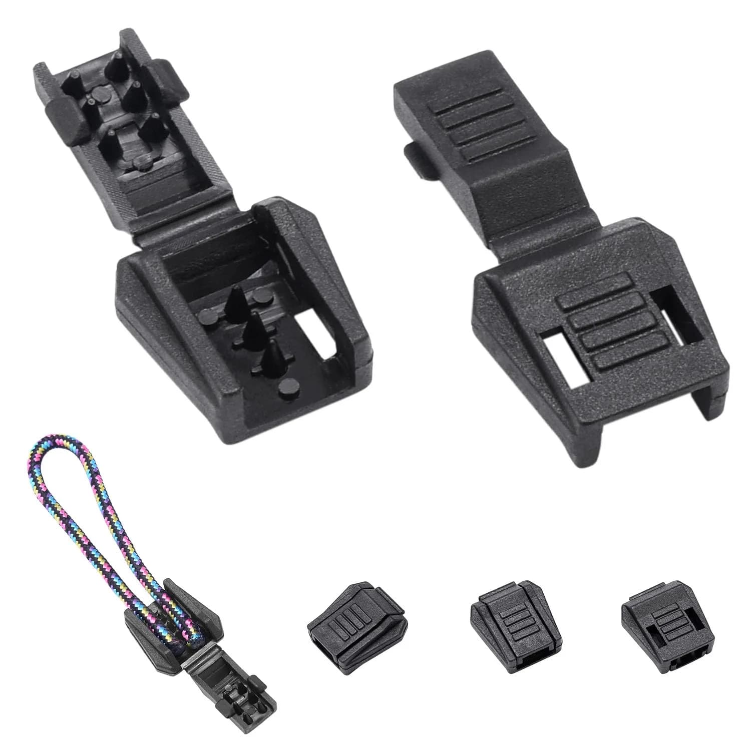 CooBigo Plastic Paracord Zipper Pulls Cord End Cap 50pcs | Elastic Shoelace Lock Drawstring Black - main product image