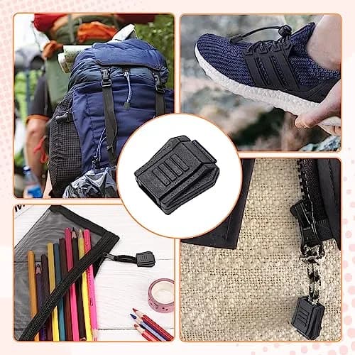 CooBigo Plastic Paracord Zipper Pulls Cord End Cap 50pcs | Elastic Shoelace Lock Drawstring Black thumbnail 4