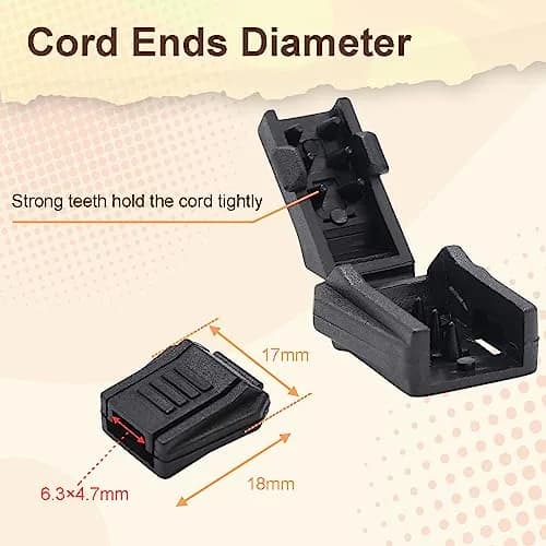 CooBigo Plastic Paracord Zipper Pulls Cord End Cap 50pcs | Elastic Shoelace Lock Drawstring Black thumbnail 5