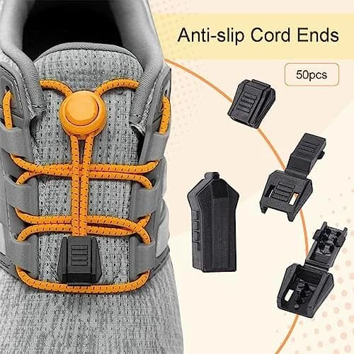 CooBigo Plastic Paracord Zipper Pulls Cord End Cap 50pcs | Elastic Shoelace Lock Drawstring Black thumbnail 2