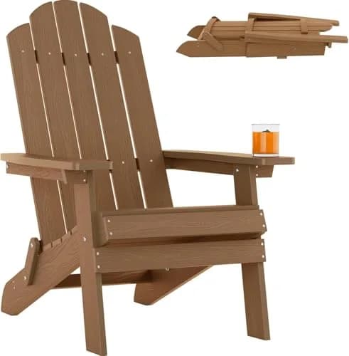 MXIMU Folding Adirondack Chair for Outdoor | Easy Assembly & Comfortable Design thumbnail 1