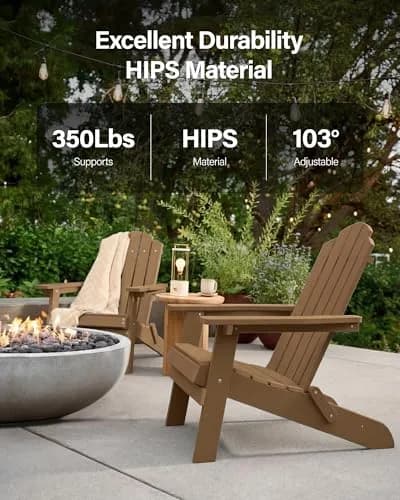MXIMU Folding Adirondack Chair for Outdoor | Easy Assembly & Comfortable Design thumbnail 6