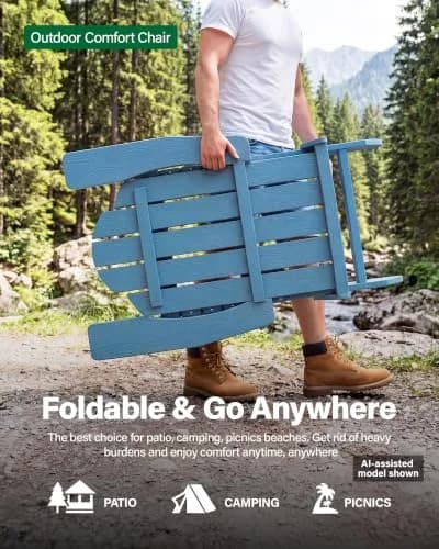 MXIMU Folding Adirondack Chair for Outdoor, Easy to Assemble & Comfortable thumbnail 5