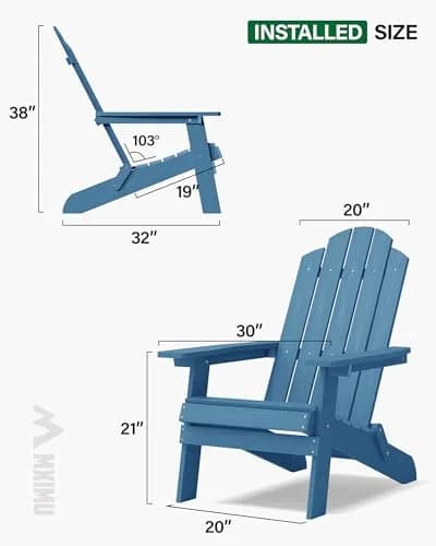 MXIMU Folding Adirondack Chair for Outdoor | Easy Assembly & Comfortable Design thumbnail 2