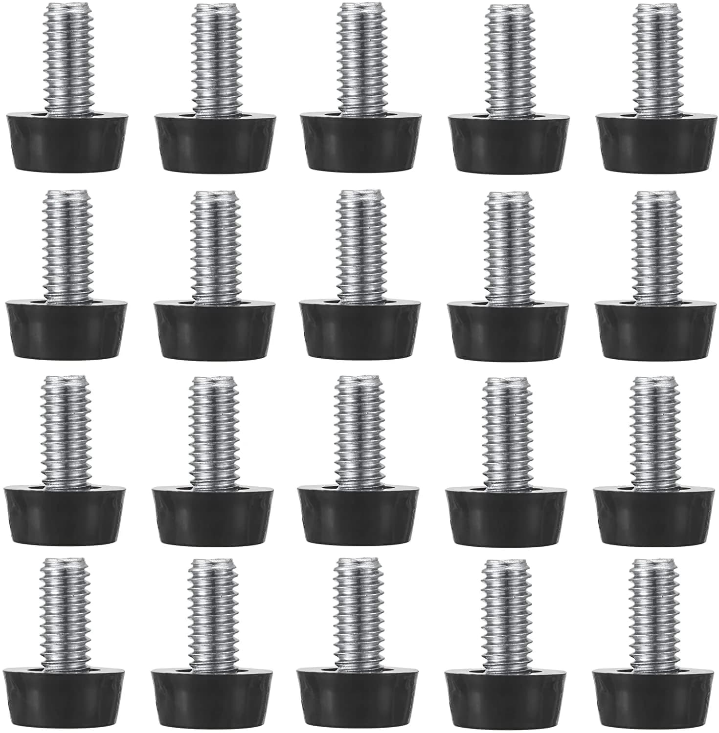 EZALOR M8 Thread Furniture Levelers 20 pcs | Adjustable Stainless Steel Screws for Light Duty Furniture — M8 Thread