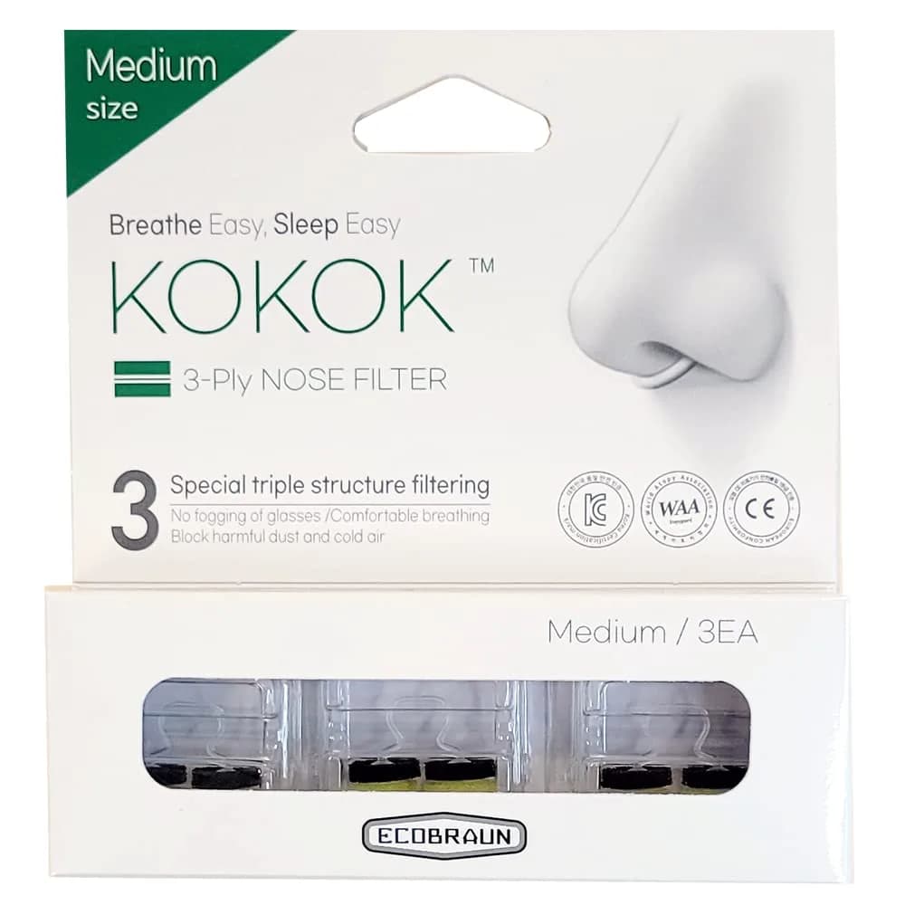 KOKOK 3-Ply HEPA Nose Filter Medium (1.7g / 0.06 oz) | Reusable Air Filtration for Dust & Pollution