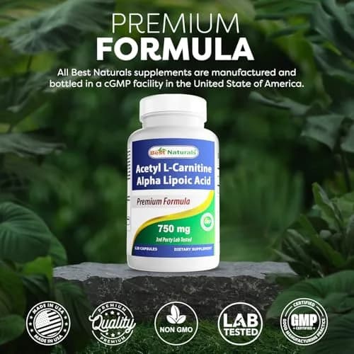 Best Naturals Acetyl L-Carnitine & Alpha Lipoic Acid 750 mg | 360 Capsules for Energy & Metabolism thumbnail 5
