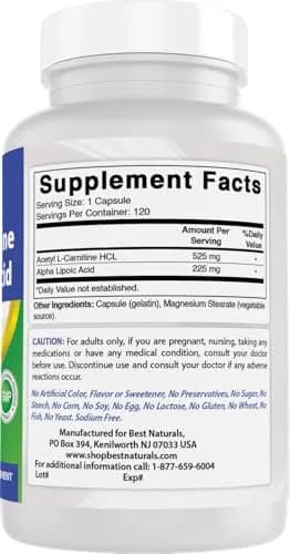 Best Naturals Acetyl L-Carnitine & Alpha Lipoic Acid 750 mg | 360 Capsules for Energy & Metabolism thumbnail 6