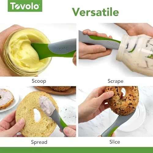 Tovolo Mini Scoop and Spread Tool for Kitchen Meal Prep Small Sandwich Spreader Spatula for Peanut Butter Jelly, Silicone BPA Free Dishwasher Safe Scooper Spreader, Pesto Green and Oyster Gray | Versatile Kitchen Tool for Spreading & Scooping thumbnail 4
