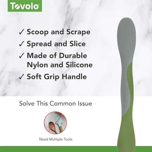 Tovolo Mini Scoop and Spread Tool for Kitchen Meal Prep Small Sandwich Spreader Spatula for Peanut Butter Jelly, Silicone BPA Free Dishwasher Safe Scooper Spreader, Pesto Green and Oyster Gray | Versatile Kitchen Tool for Spreading & Scooping thumbnail 3