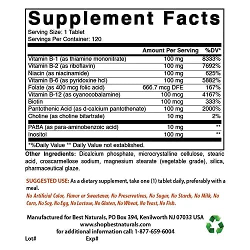 Best Naturals B 100 Complex 120 Tablets | B Vitamins for Energy & Immunity thumbnail 2