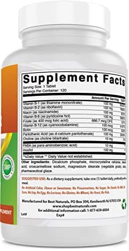 Best Naturals B 100 Complex 120 Tablets | B Complex Vitamins for Adults thumbnail 5