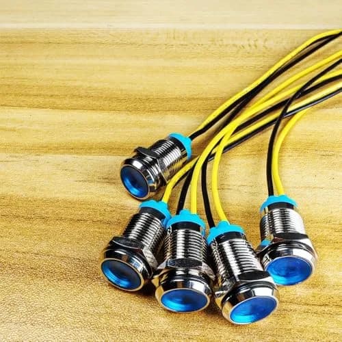 Gebeldet Blue 5pcs 10mm LED Metal Indicator Light 230VAC (0.82 inch) | Waterproof Signal Lamp thumbnail 2