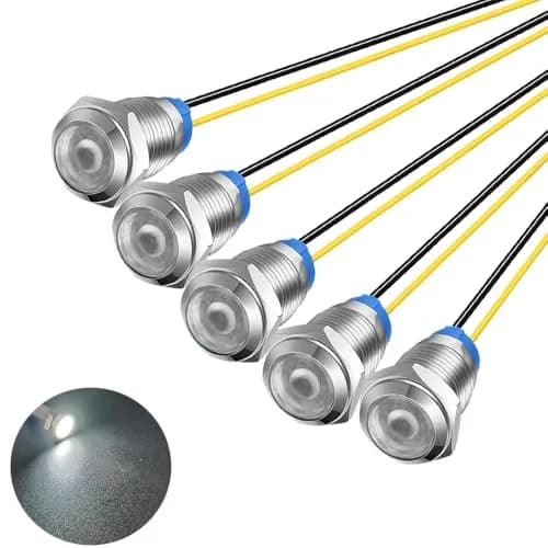 Gebelit White 5pcs 10mm LED Metal Indicator Light 220VAC Waterproof Signal Lamp | Industrial Electrical Indicator Lights thumbnail 1