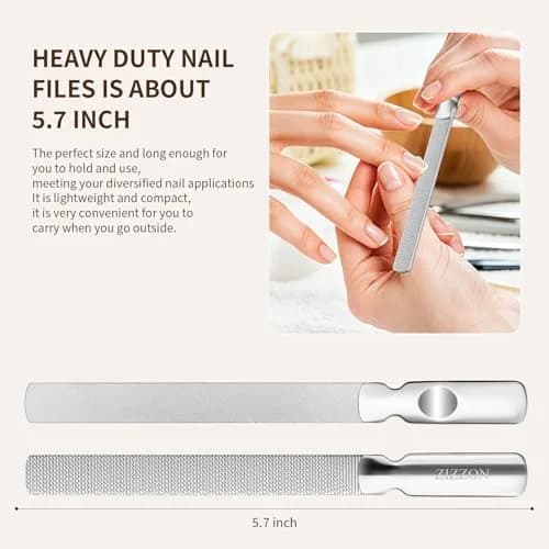 ZIZZON Professional Stainless Steel Nail File Double Sided for Natural Nails, 14.5cm (5.7 Inch) | Heavy Duty Reusable Manicure Filer thumbnail 4