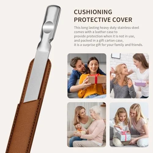 ZIZZON Professional Stainless Steel Nail File Double Sided for Natural Nails, 14.5cm (5.7 Inch) | Heavy Duty Reusable Manicure Filer thumbnail 6