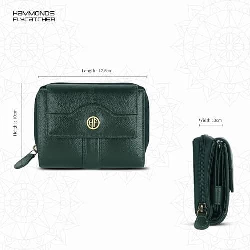 HAMMONDS FLYCATCHER Green Leather Ladies Wallet with 14 Card Slots | RFID Blocking Clutch Purse for Women thumbnail 5