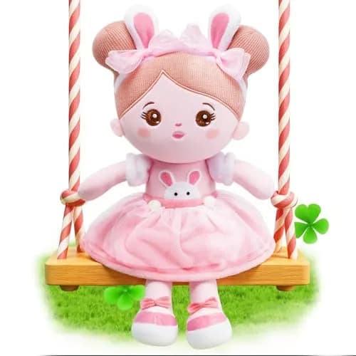 OUOZZZ Soft Baby Doll 12.6" Hispanic Brown Skin | CPSIA Certified Safe Plush Toy — A-abby01 Rabbit