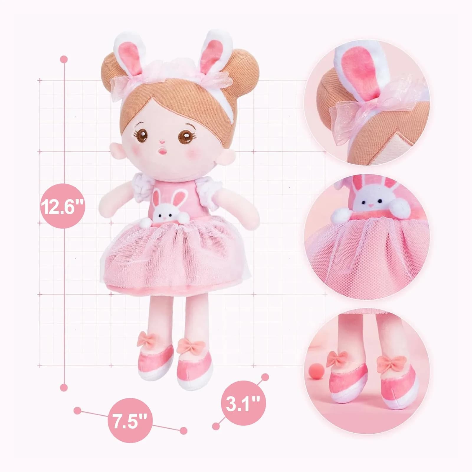 OUOZZZ A-abby01 Rabbit 33cm (13 Inch) Dinosaur Baby Doll | Safe & Soft Plush Toy for Toddlers - view 4