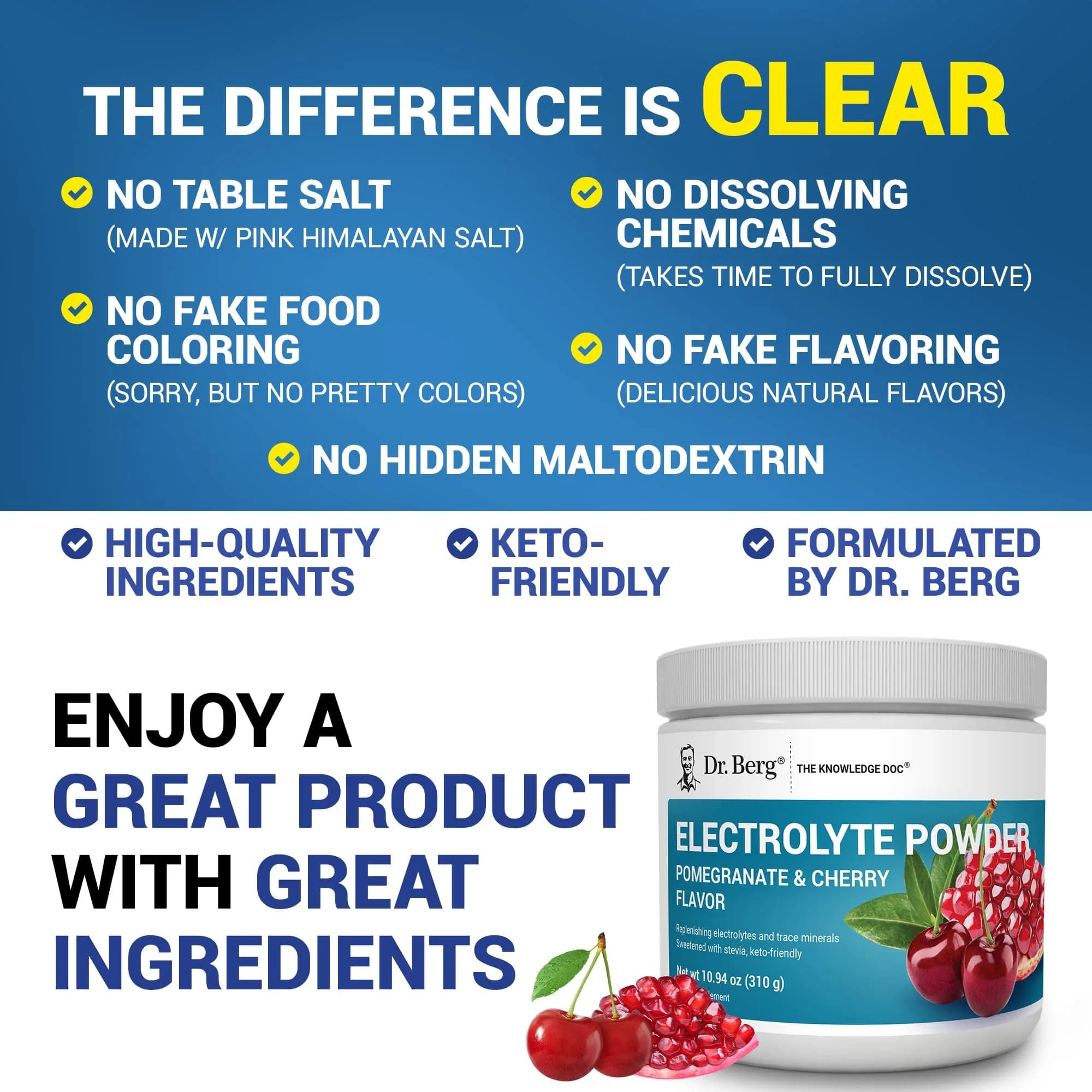 Dr. Berg Nutritionals Keto Electrolyte Powder 11.04 oz (313 g) | Zero Sugar Hydration Drink Supplement - view 5