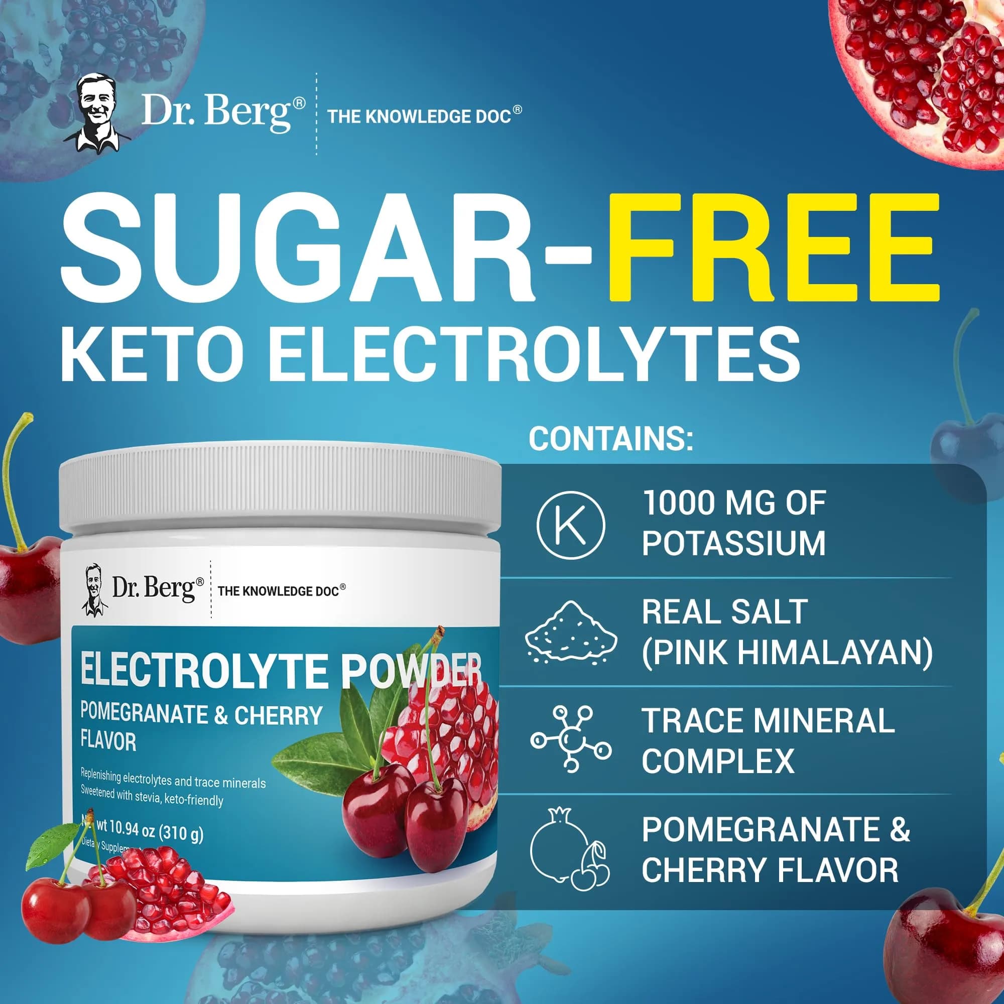 Dr. Berg Nutritionals Keto Electrolyte Powder 11.04 oz (313 g) | Zero Sugar Hydration Drink Supplement - view 7