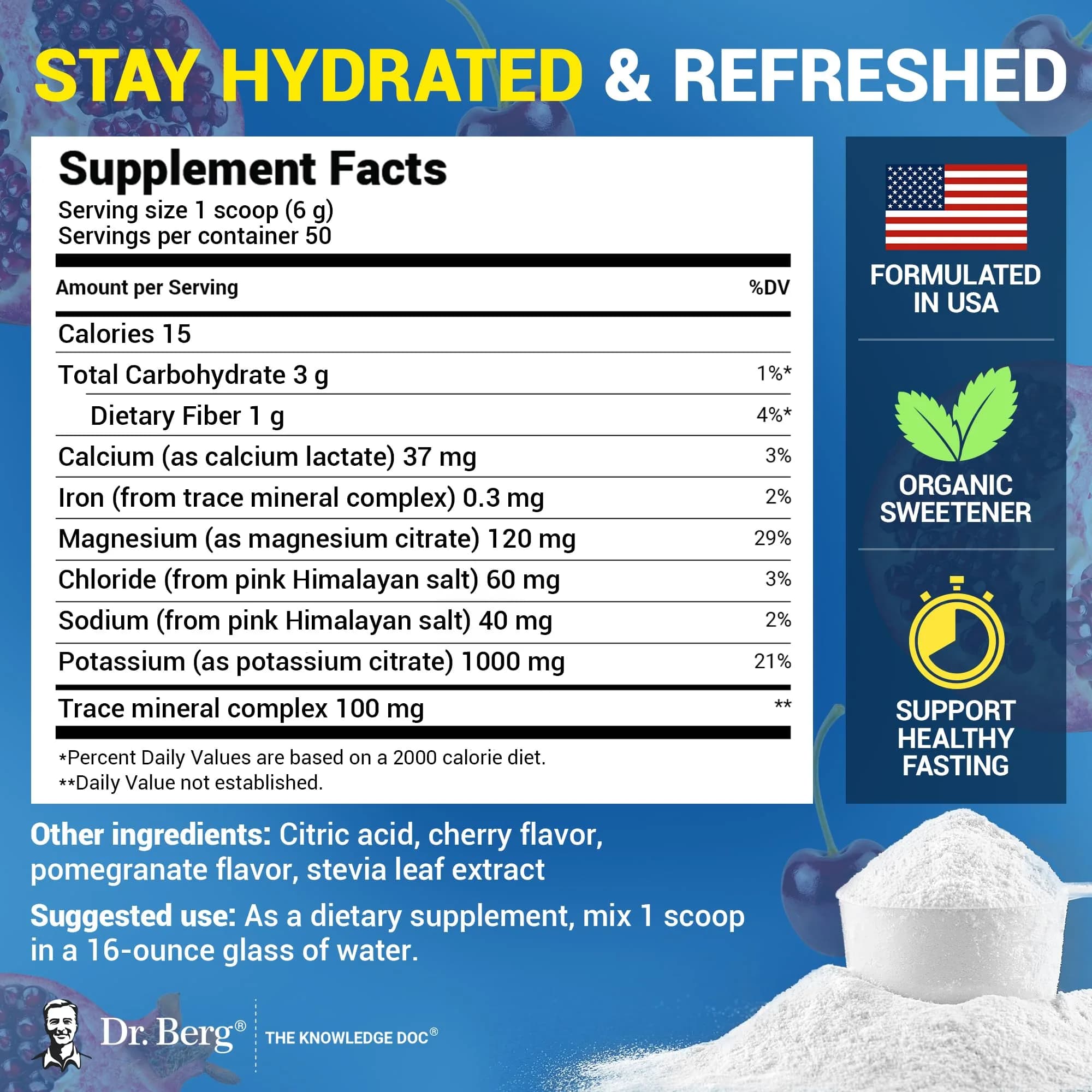 Dr. Berg Nutritionals Keto Electrolyte Powder 11.04 oz (313 g) | Zero Sugar Hydration Drink Supplement - view 3