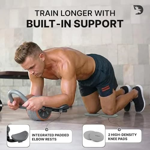DMoose Fitness Ab Roller Wheel with Elbow Support & 2 Pads | Core Strength & Abs Workout Equipment thumbnail 4