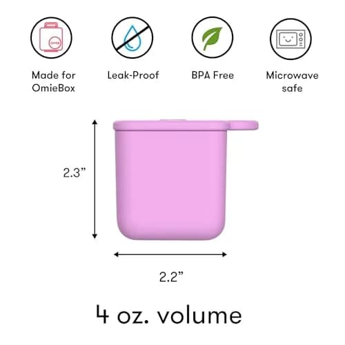 OmieBox Leakproof Dips Containers 120ml (4 oz) | Pack of 2 Pink/Teal Silicone thumbnail 6