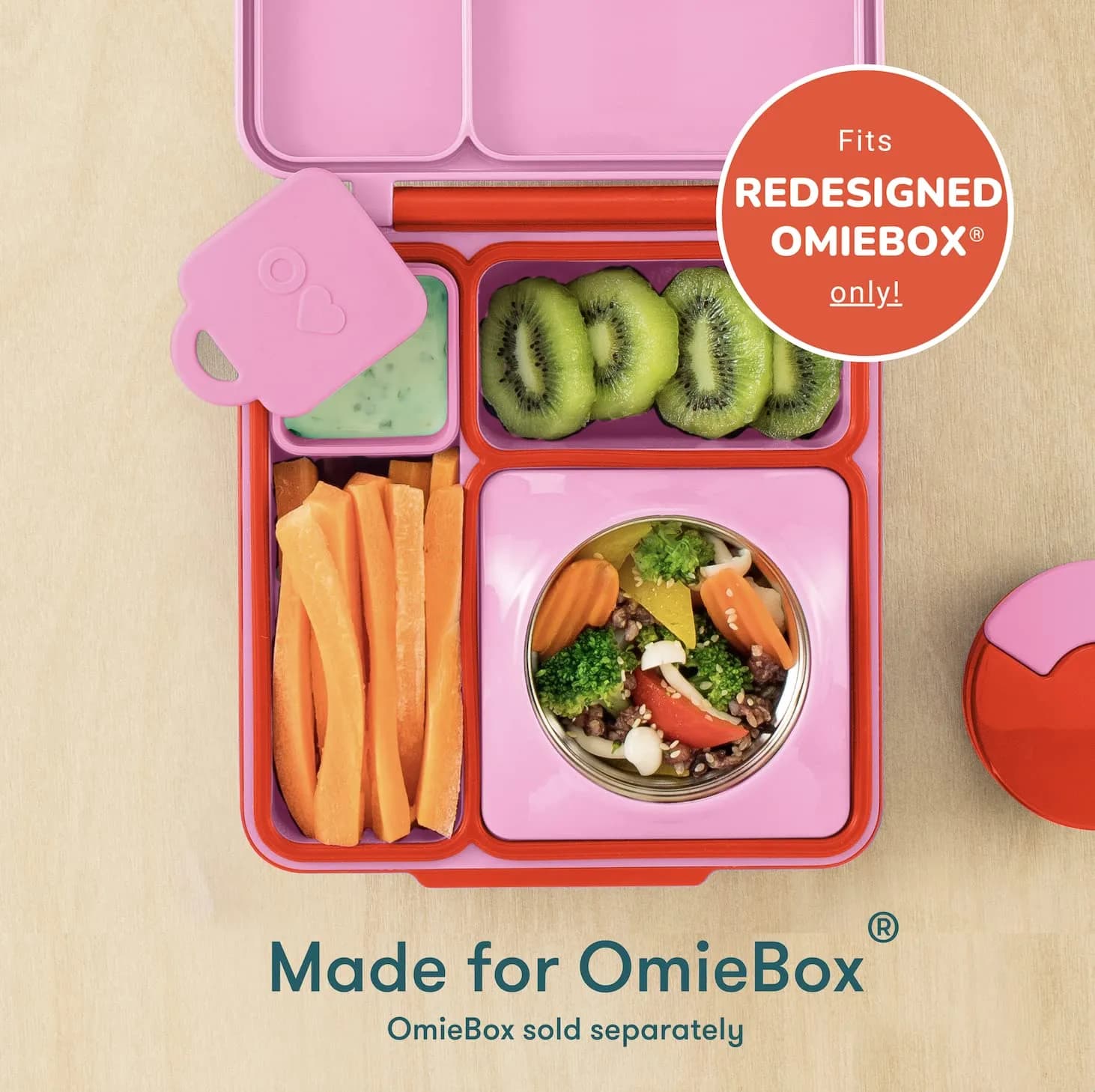 OmieBox Leakproof Dips Containers 120ml (4 oz) | Pack of 2 Pink/Teal Silicone - view 2