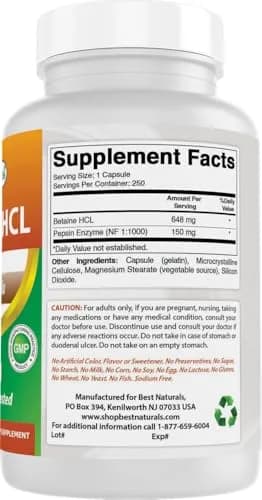 Best Naturals Betaine HCL 648 mg 500 Capsules | 3rd Party Lab Tested for Purity & Quality thumbnail 6
