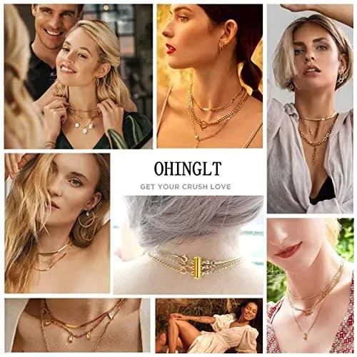 OHINGLT Necklace Layering Clasps Magnetic Slide Lock Clasp Multi Strands | Easy to Use, Brass, Gold & Silver Plated thumbnail 6