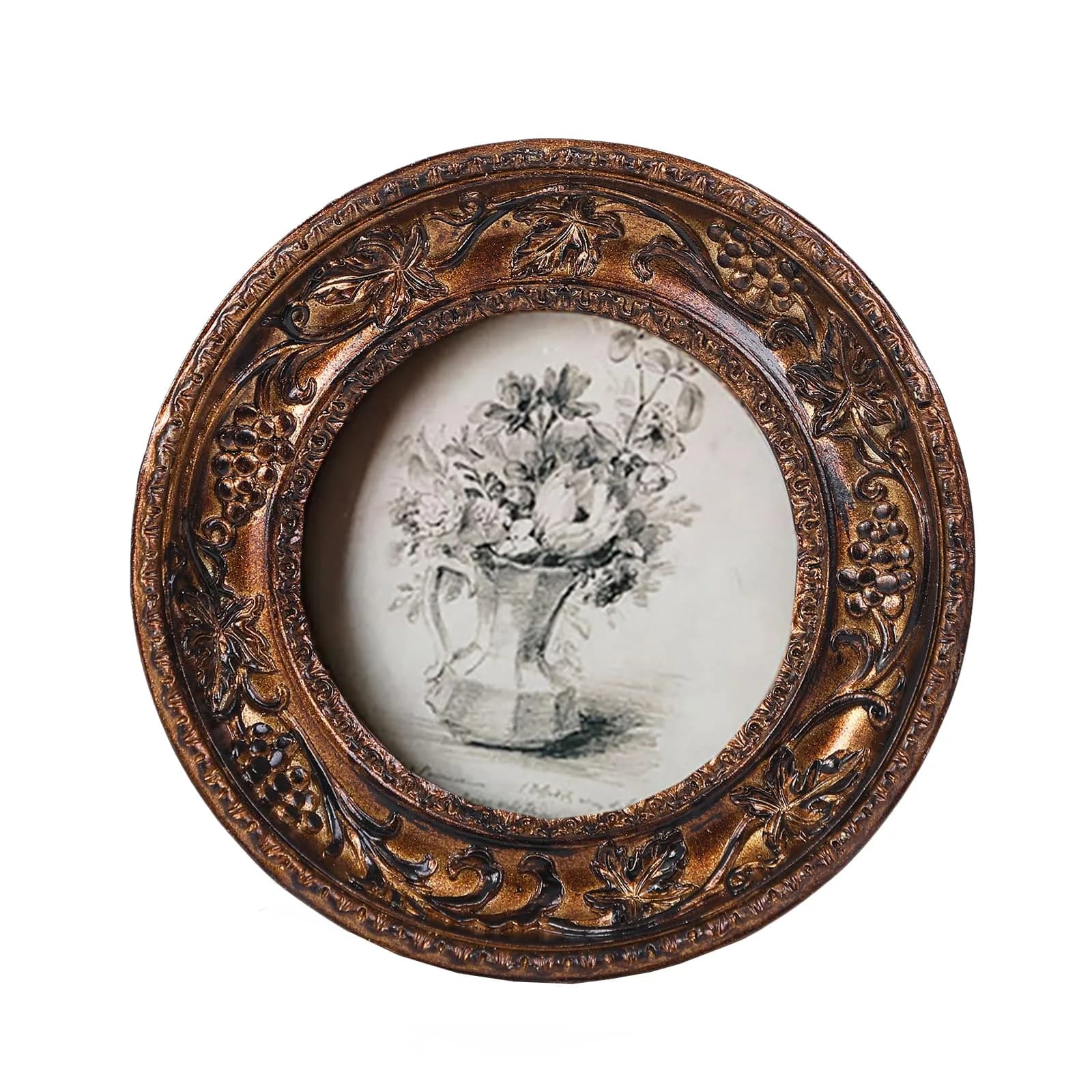 SIKOO Small Vintage 3×3 Picture Frame Antique Ornate | Gold Bronze Finish, Wall & Tabletop Display — Bronze Gold / 3 x 3 Round