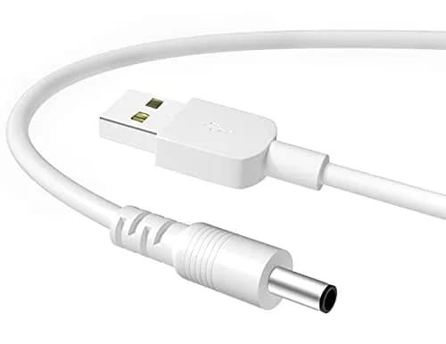 SIOCEN USB to 3.5mm Barrel Jack Charging Cable 100cm (3ft) White | Powers Foreo Luna & More thumbnail 1