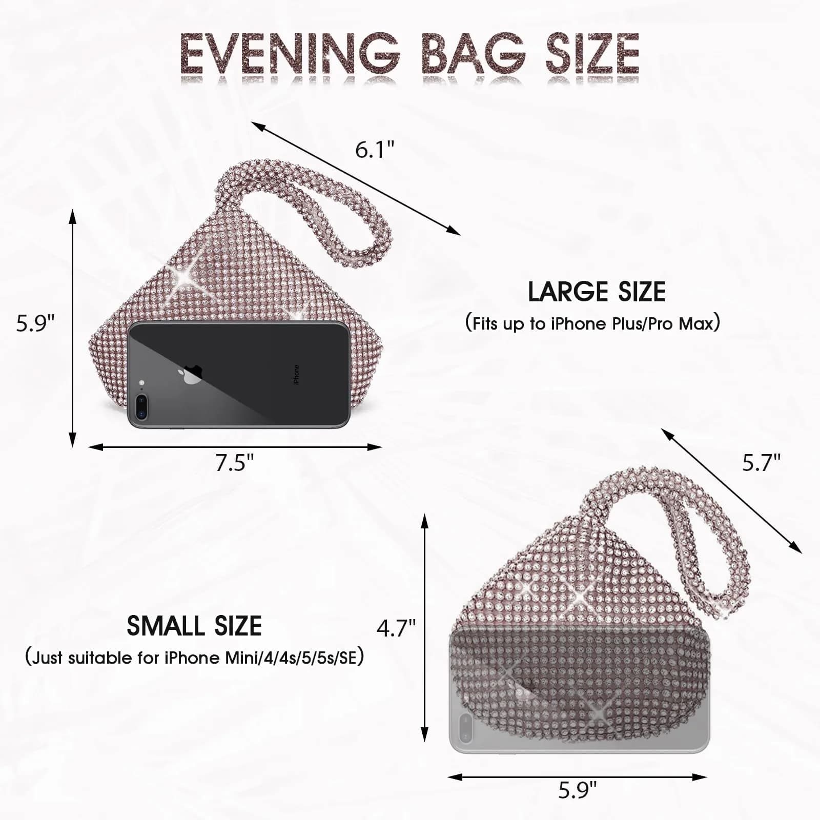 JIAN YA NA Small Three-sided Champagne Rhinestone Trihedral Clutch Evening Bag 11.3cm x 15.5cm - view 4